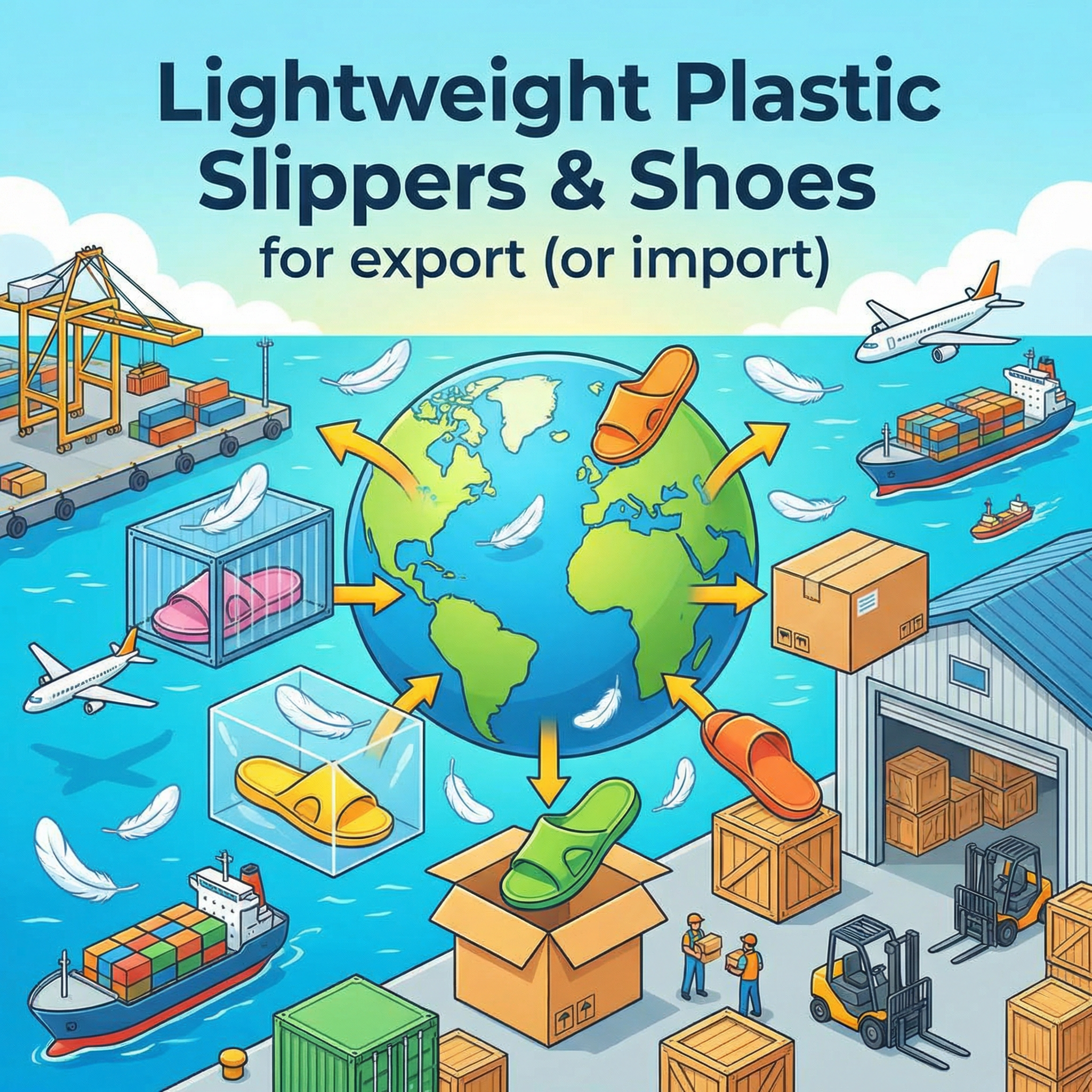  Lightweight Plastic Slippers & Shoes for export (or import)
